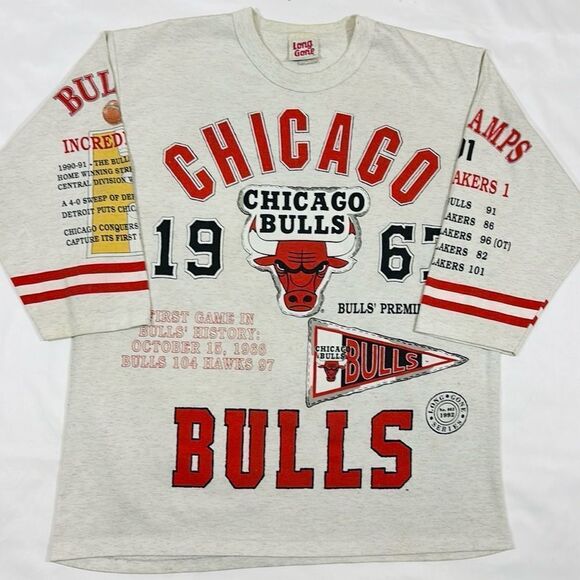 Vintage Chicago Bulls All Over Print Quarter Sleeve Tee - Picture 1 of 10